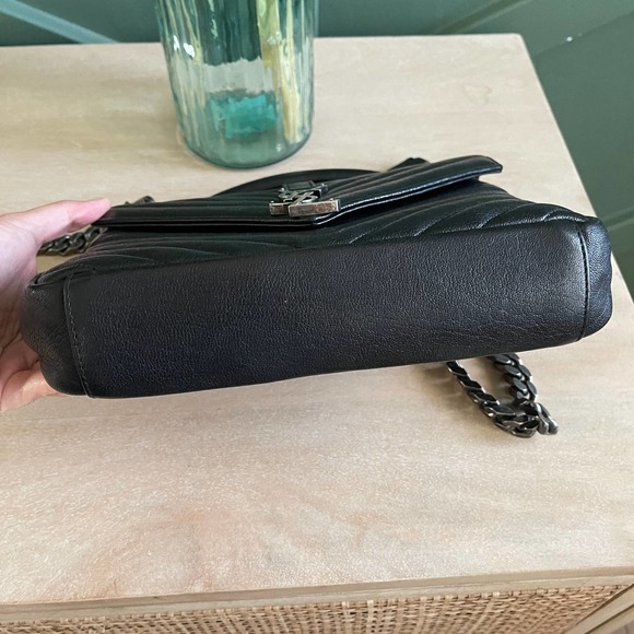 ❌SOLD❌Saint Laurent YSL College Monogram Calfskin Medium Black SIlver Crossbody - Picture 4 of 14
